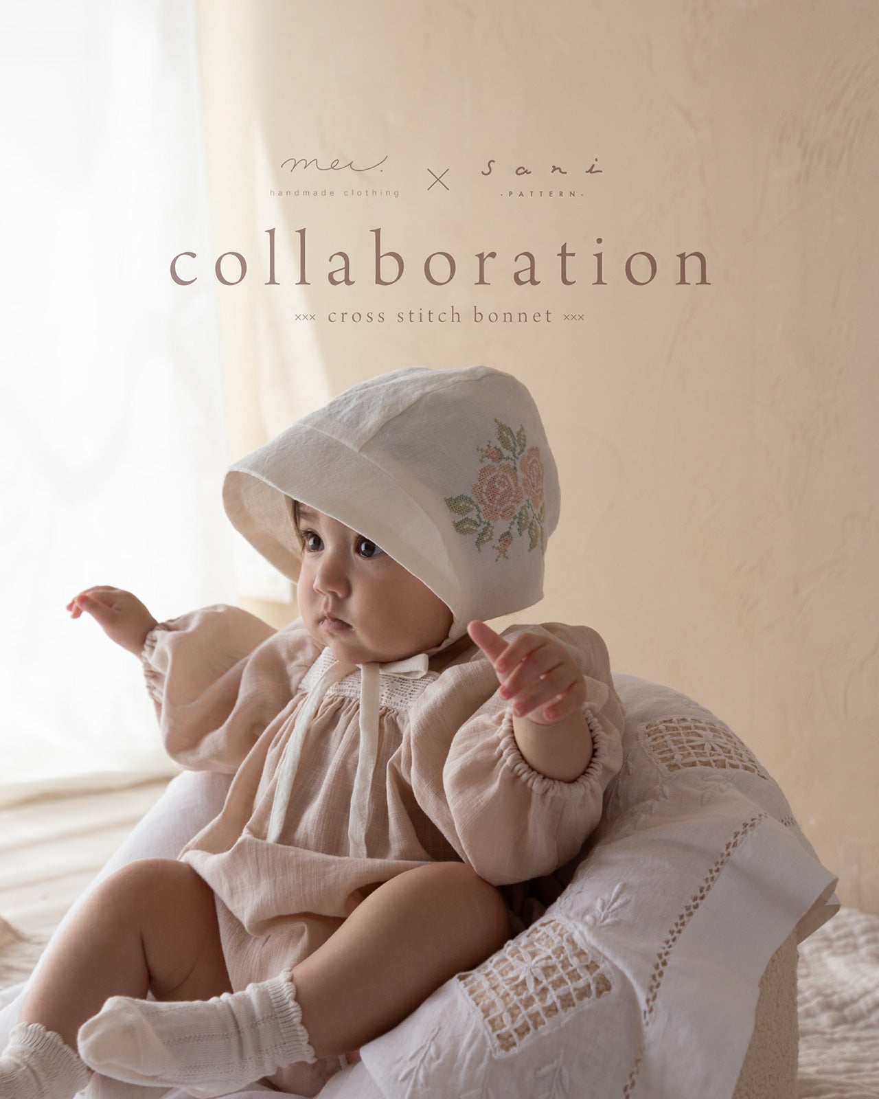 mer. × sani クロスステッチボンネット