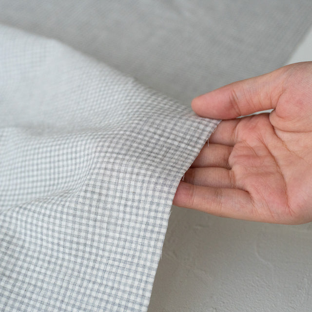 [1mカットクロス] mini gingham check (gray) - オーガニックコットン